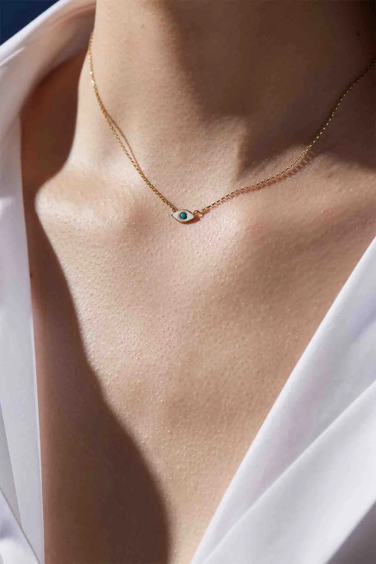 ENAMEL TURQUOISE EVIL EYE NECKLACE