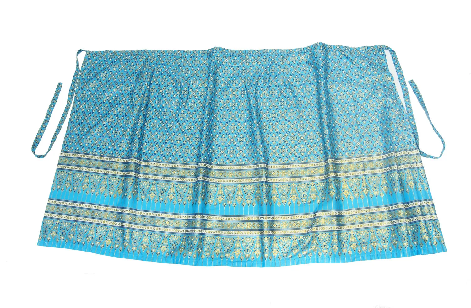 Ensemble 10: Vietnamese 100% Silk Two-Tone Scarf, Royal Blue/Magenta with Thailand Printed Turquoise Wrap Skirt - Each Item Sold Separately