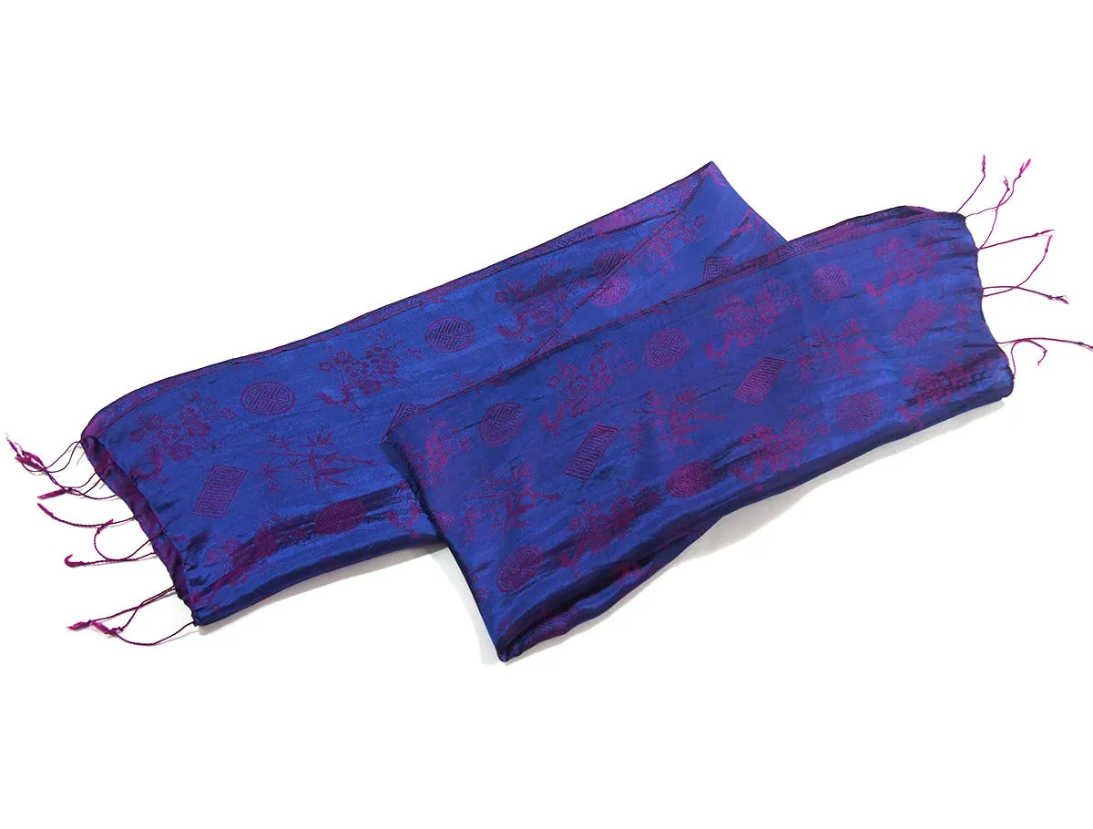 Ensemble 10: Vietnamese 100% Silk Two-Tone Scarf, Royal Blue/Magenta with Thailand Printed Turquoise Wrap Skirt - Each Item Sold Separately