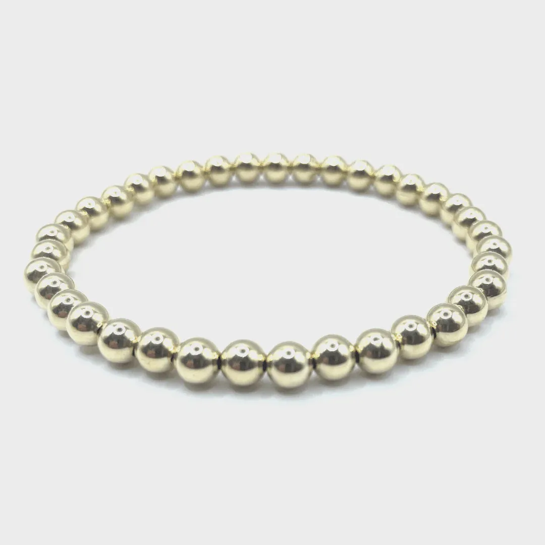 Erin Gray - 5mm 14k Filled Gold Bead Stretch Bracelet