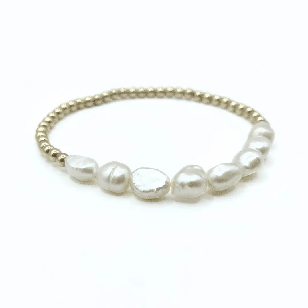 Erin Gray - Baroque Row Pearl Bracelet in 14k Gold Filled