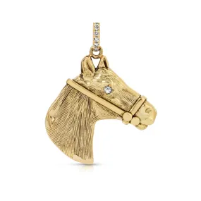 Estate Horse Pendant with Diamond Eyes