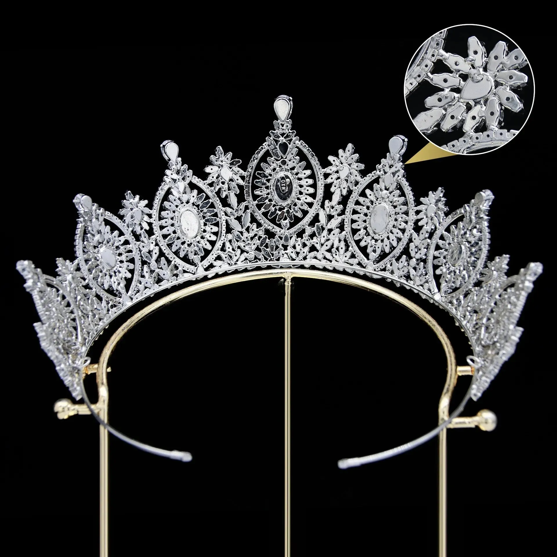 European and American Gorgeou Crystaly Crown Cubic Zirconia Bride Headband Wedding Headdress GH0049