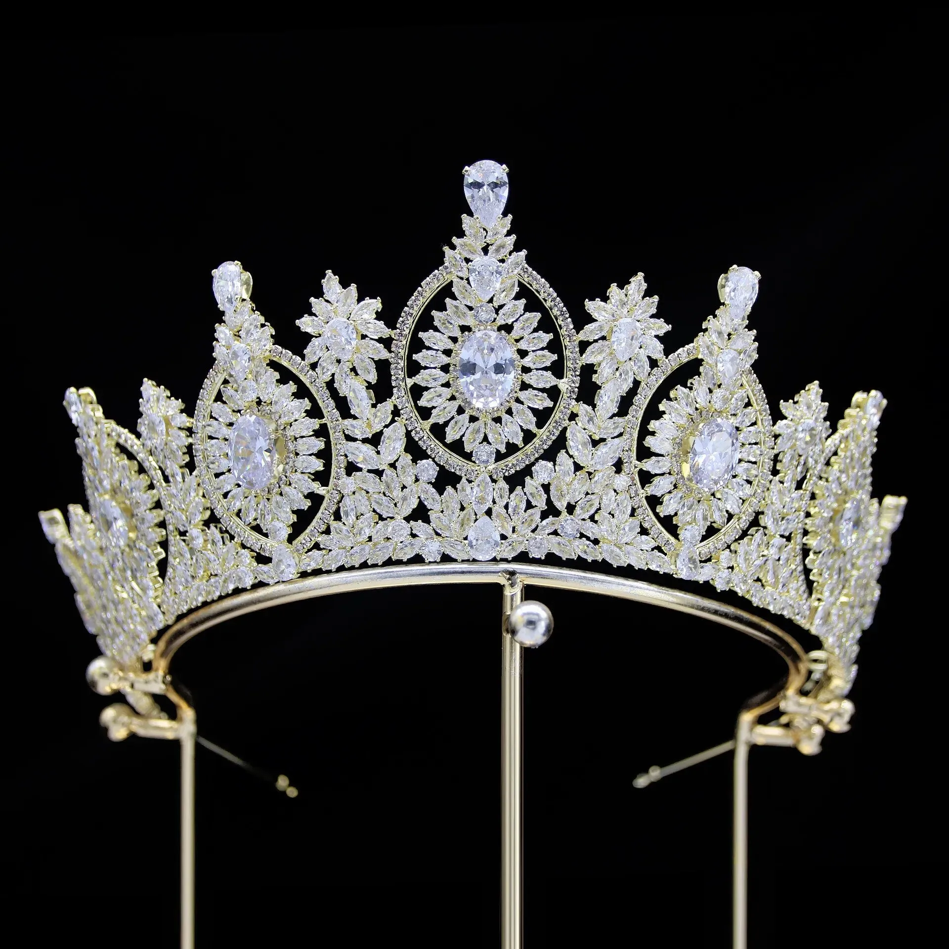 European and American Gorgeou Crystaly Crown Cubic Zirconia Bride Headband Wedding Headdress GH0049