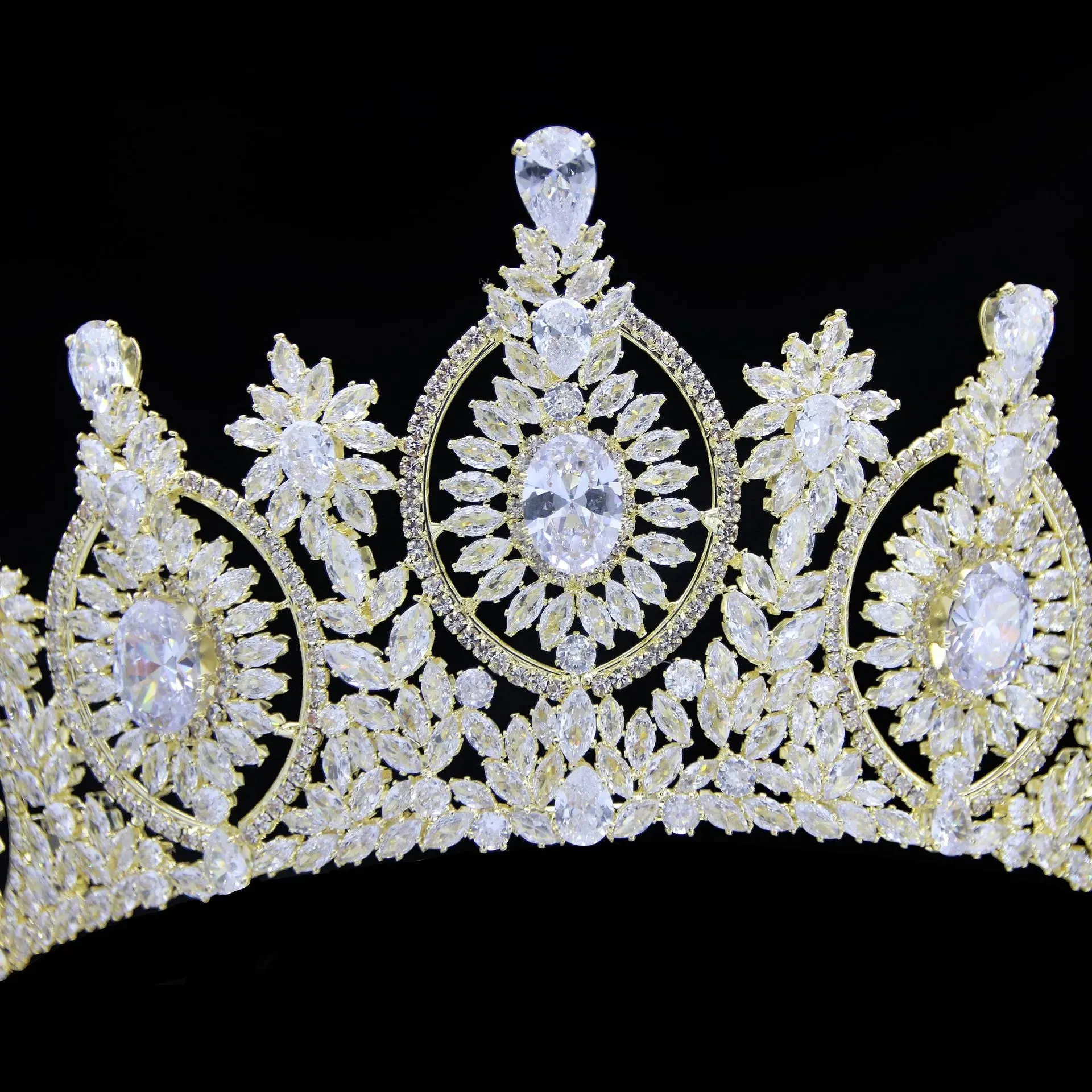European and American Gorgeou Crystaly Crown Cubic Zirconia Bride Headband Wedding Headdress GH0049