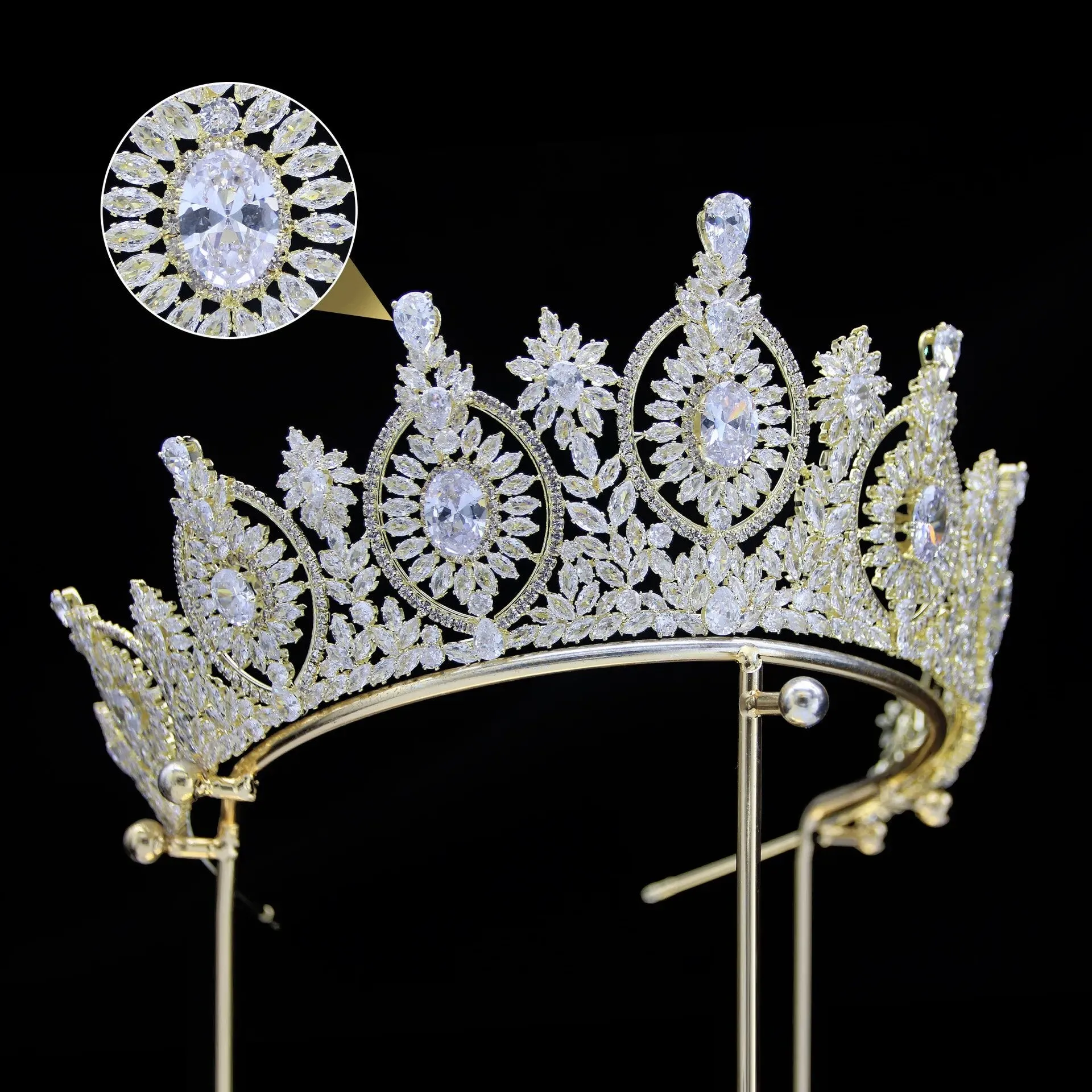 European and American Gorgeou Crystaly Crown Cubic Zirconia Bride Headband Wedding Headdress GH0049