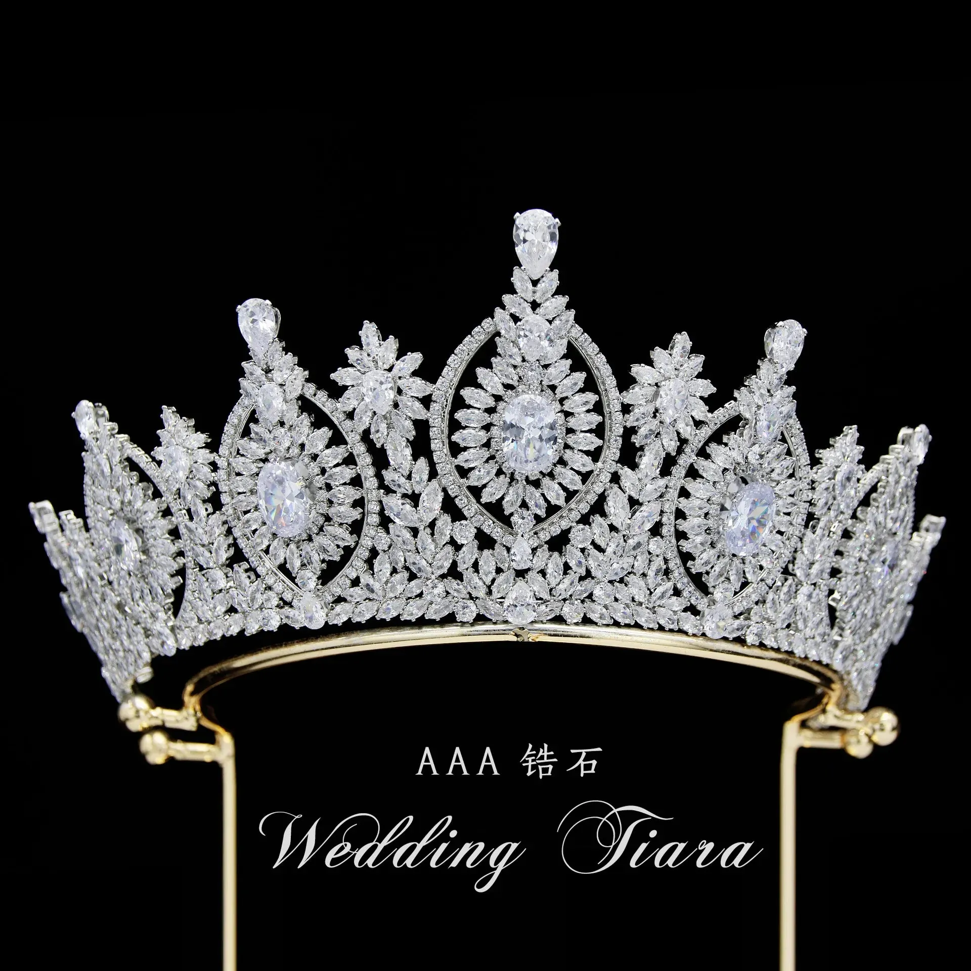European and American Gorgeou Crystaly Crown Cubic Zirconia Bride Headband Wedding Headdress GH0049