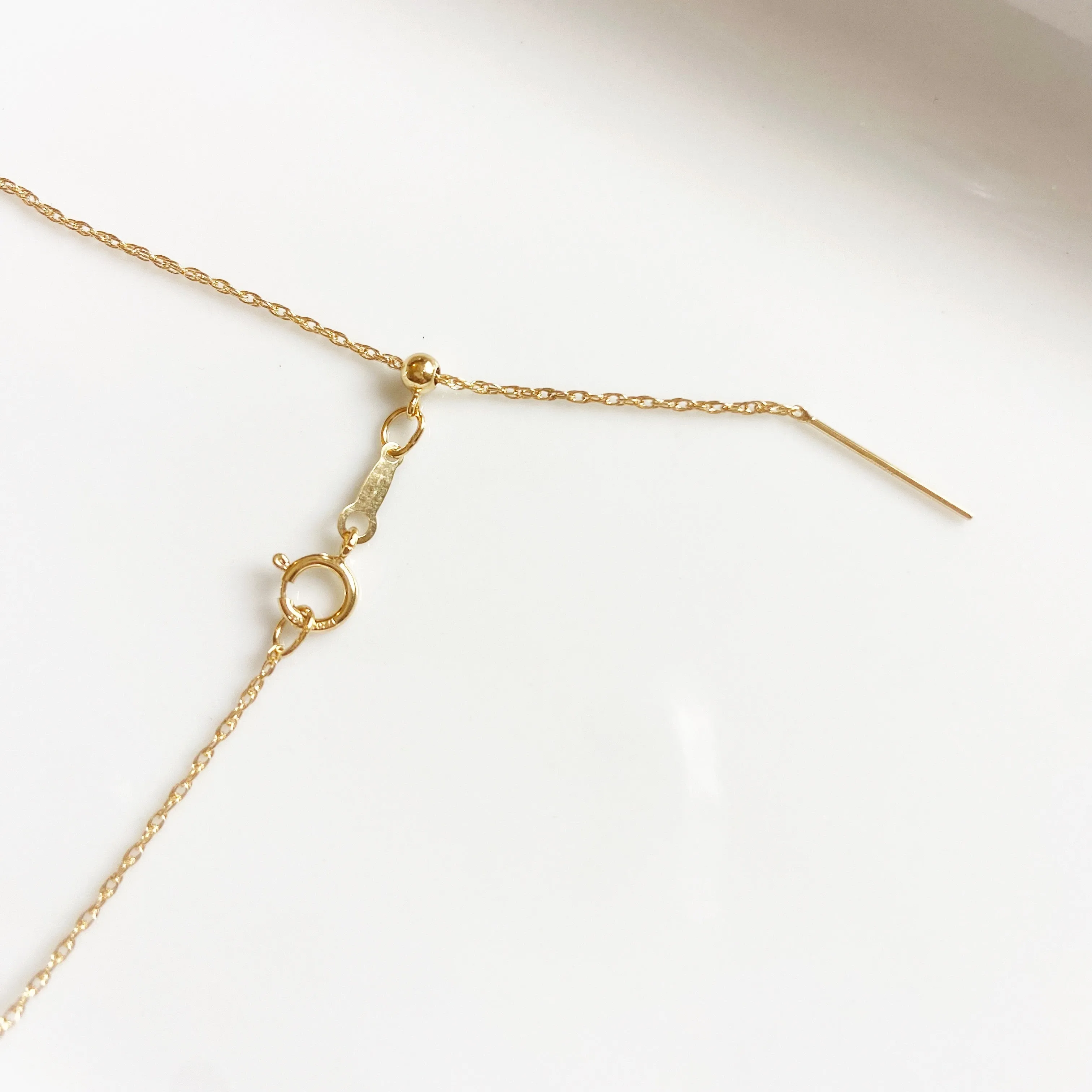 Evil Eye Sliding Charm Mid Length Pendant Necklace in Gold (18 inches or adjustable)