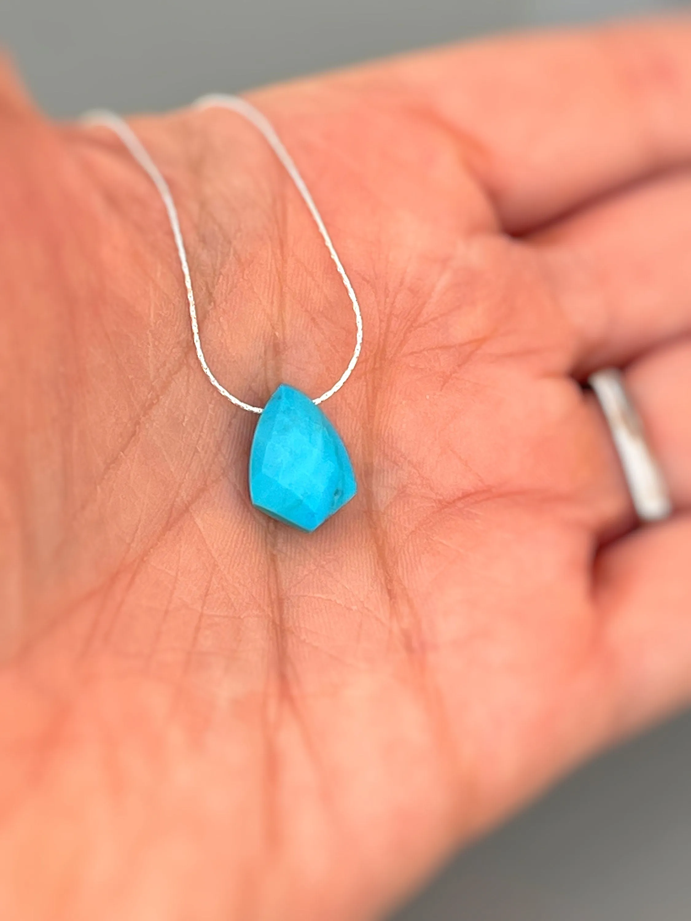 Facetted Turquoise Necklace Sterling Silver Handmade Turquoise Choker