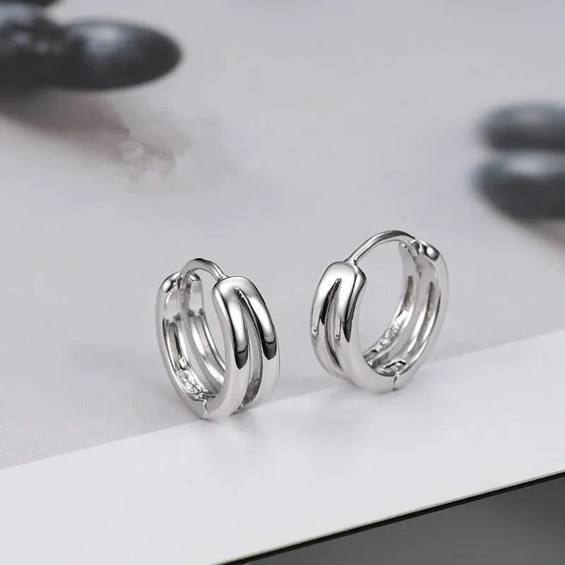 Fashion Punk Multilayer Round Double Stainless Steel Hoop Earrings for Men Hip Hop Party Earring Perforated Stud Mens Jewellery