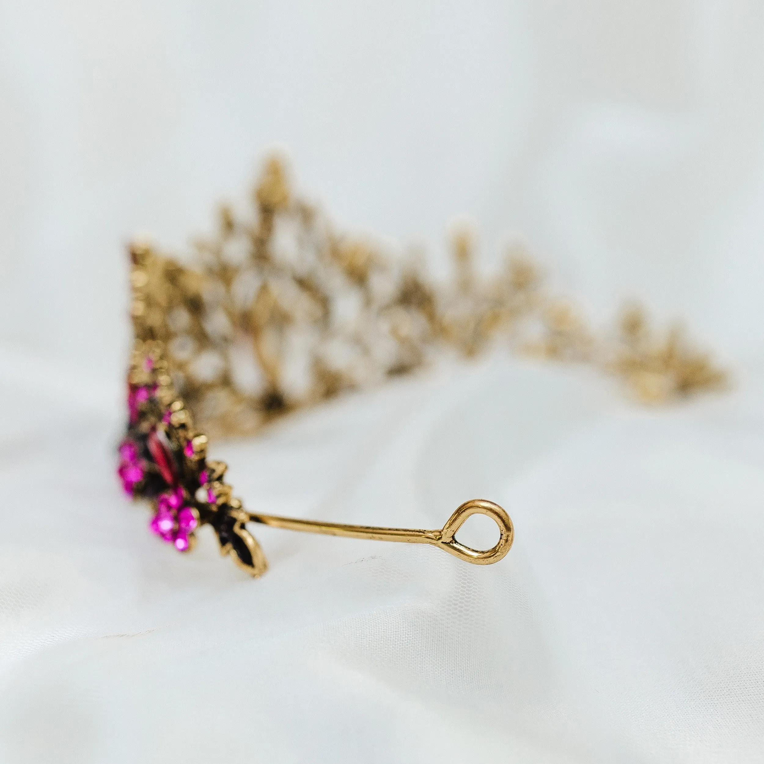 Felicity's Tiara in Hot Pink, Red & Antique Gold