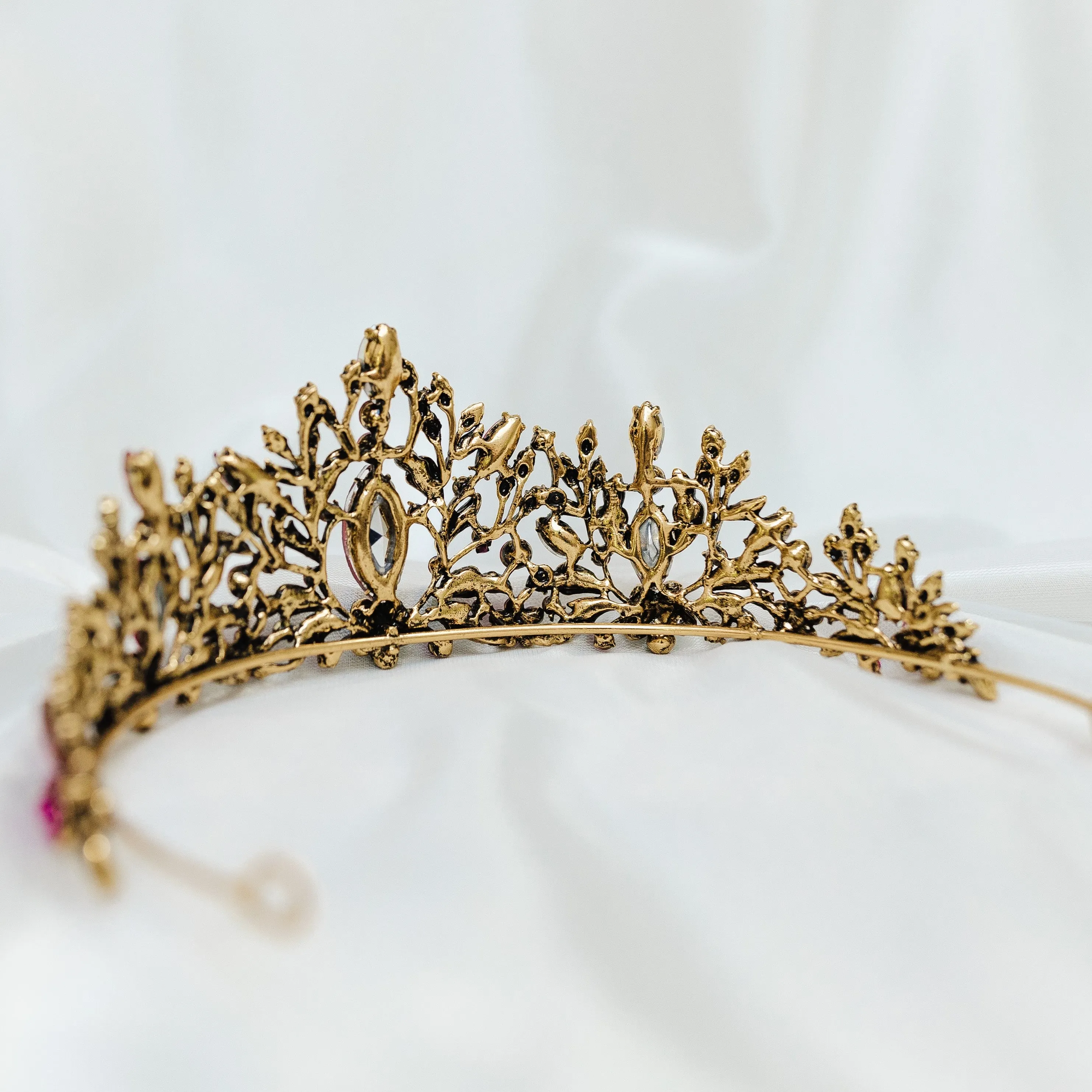 Felicity's Tiara in Hot Pink, Red & Antique Gold