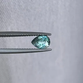 FINE Vivid Green CERTIFIED 1.09 ct HEATED Sapphire Pear Cut heat treated