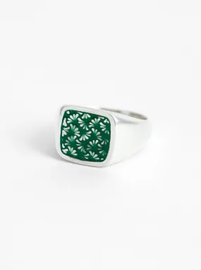 Floral Signet Ring Silver