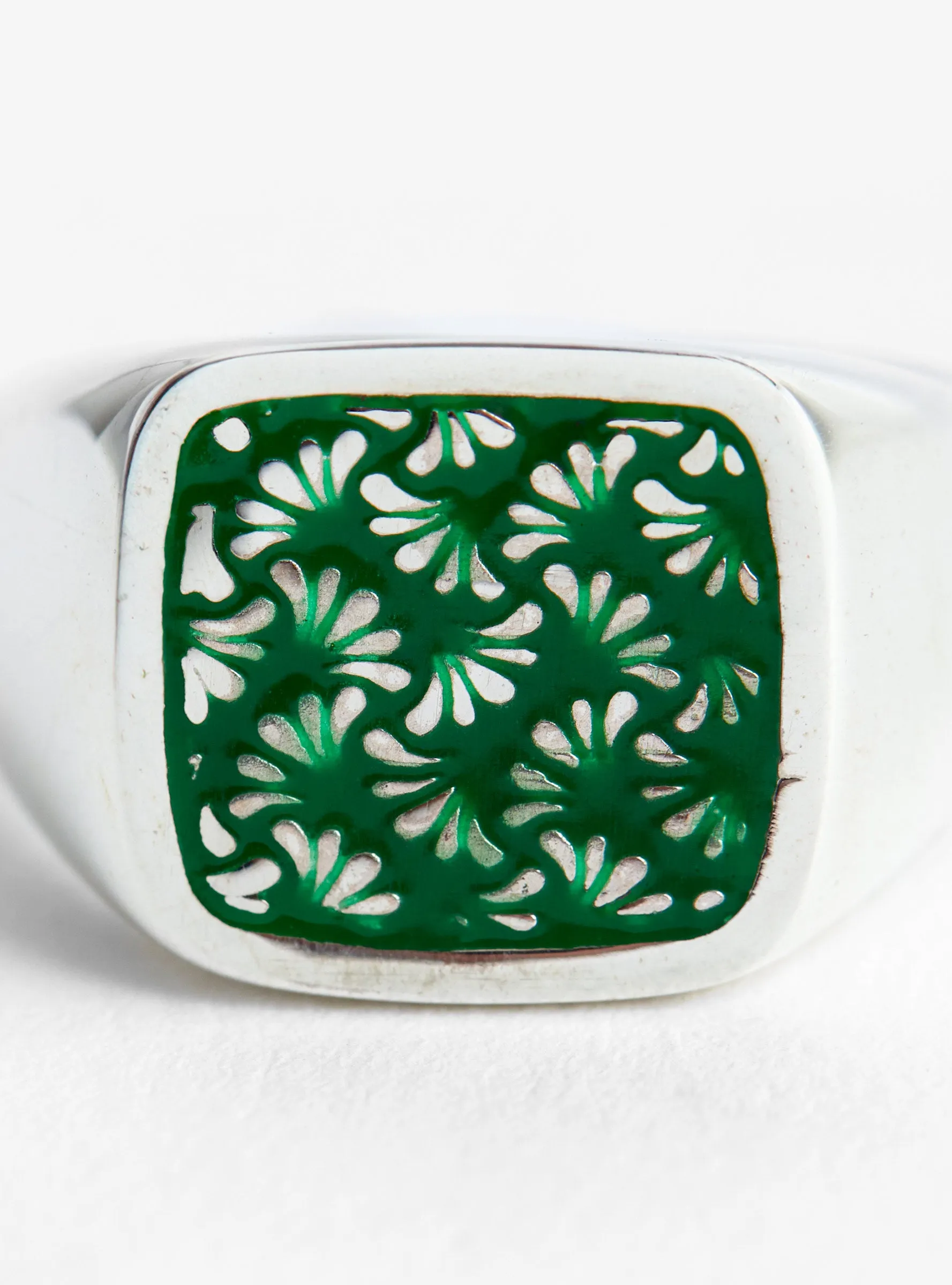 Floral Signet Ring Silver