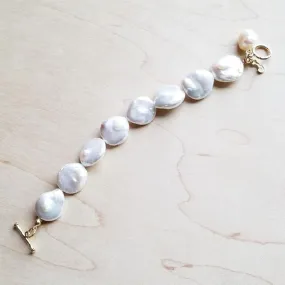 Freshwater Pearl Coin Bracelet with KC Gold Findings