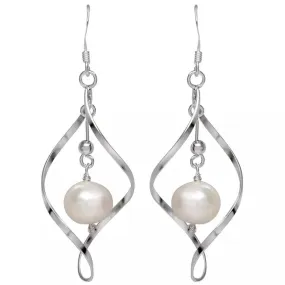 Freshwater Pearl Dangle Earrings in Sterling Silver