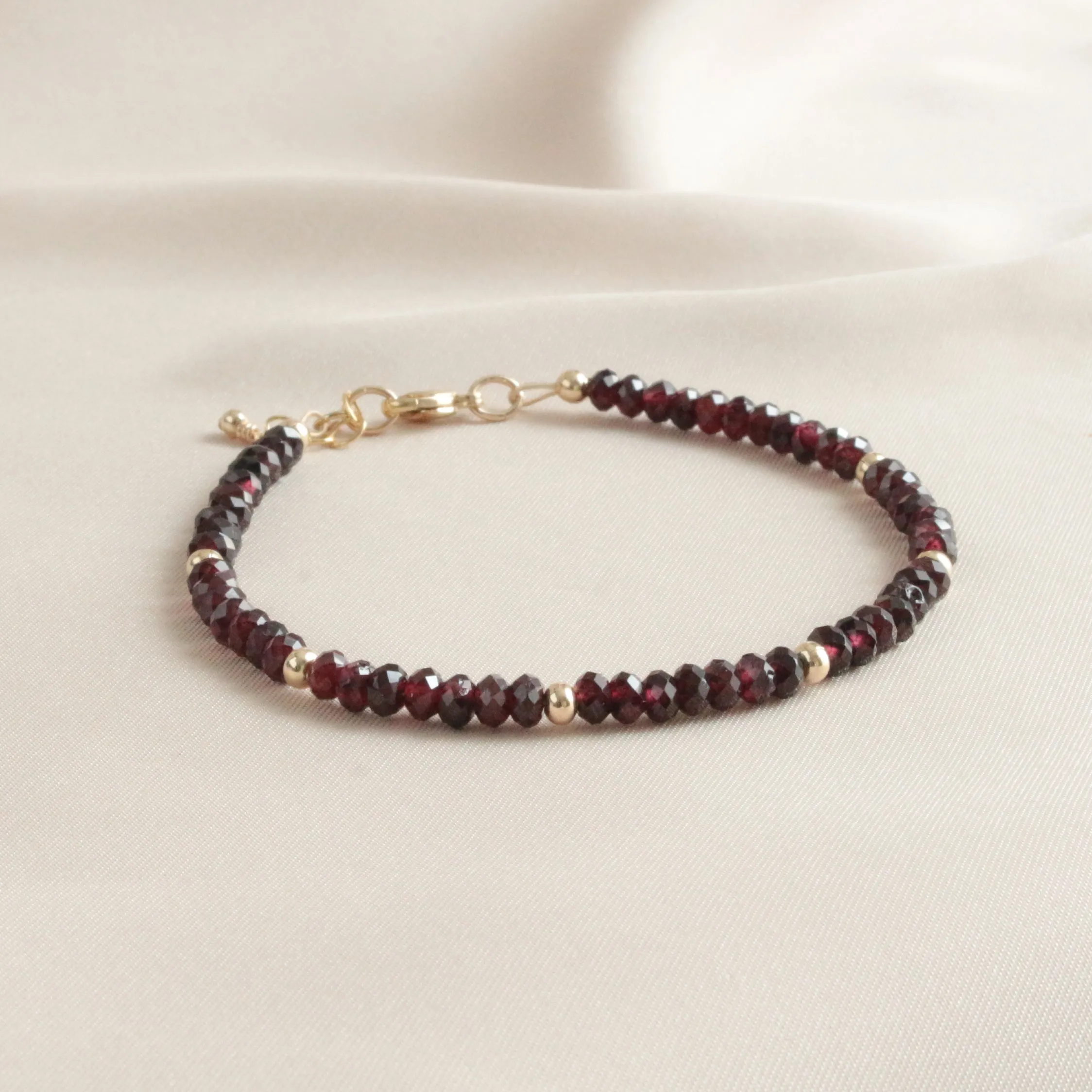 Garnet & Gold Bead Minimalist Bracelet