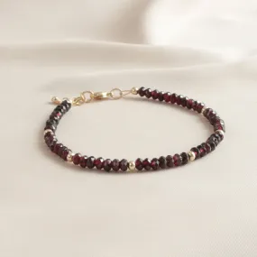 Garnet & Gold Bead Minimalist Bracelet
