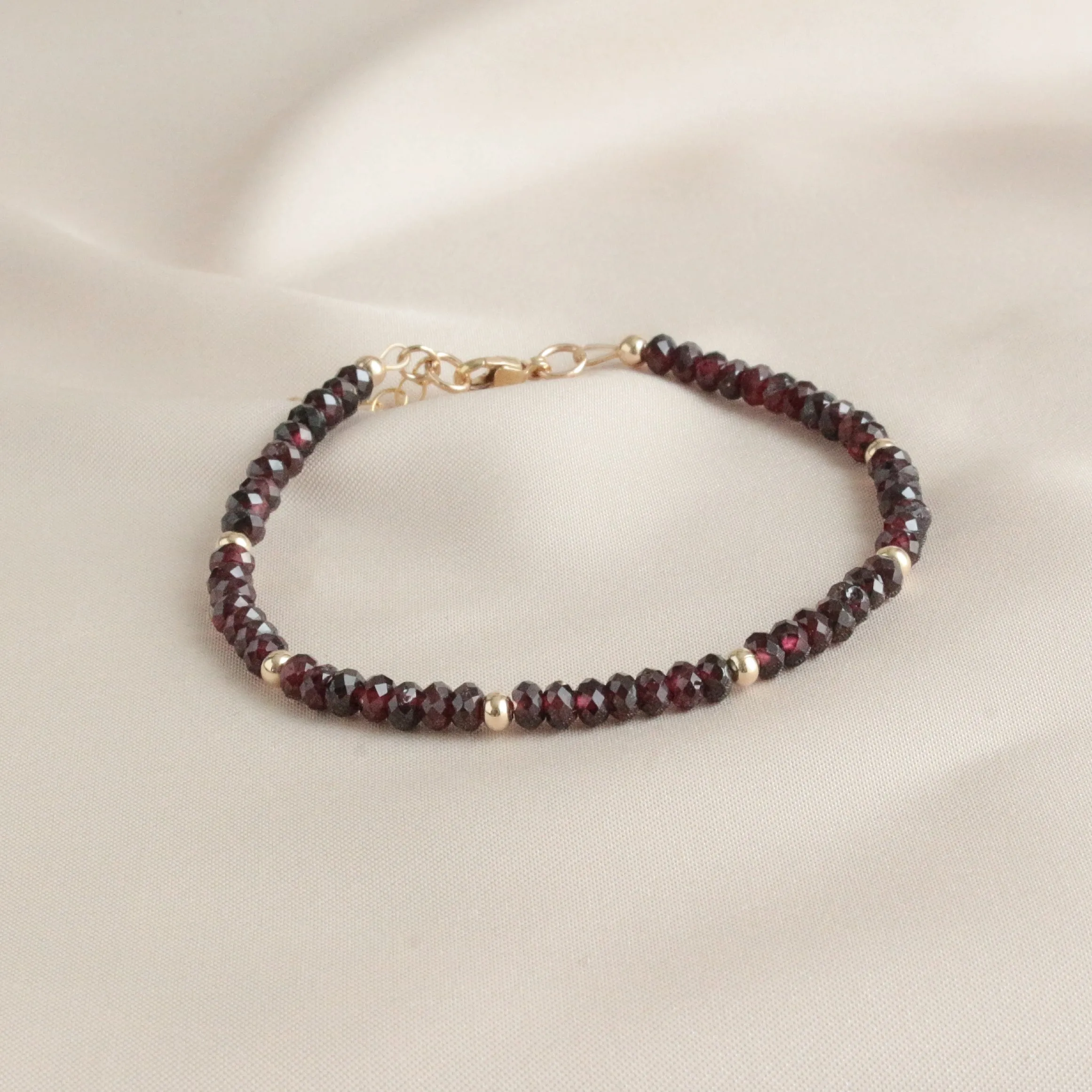 Garnet & Gold Bead Minimalist Bracelet