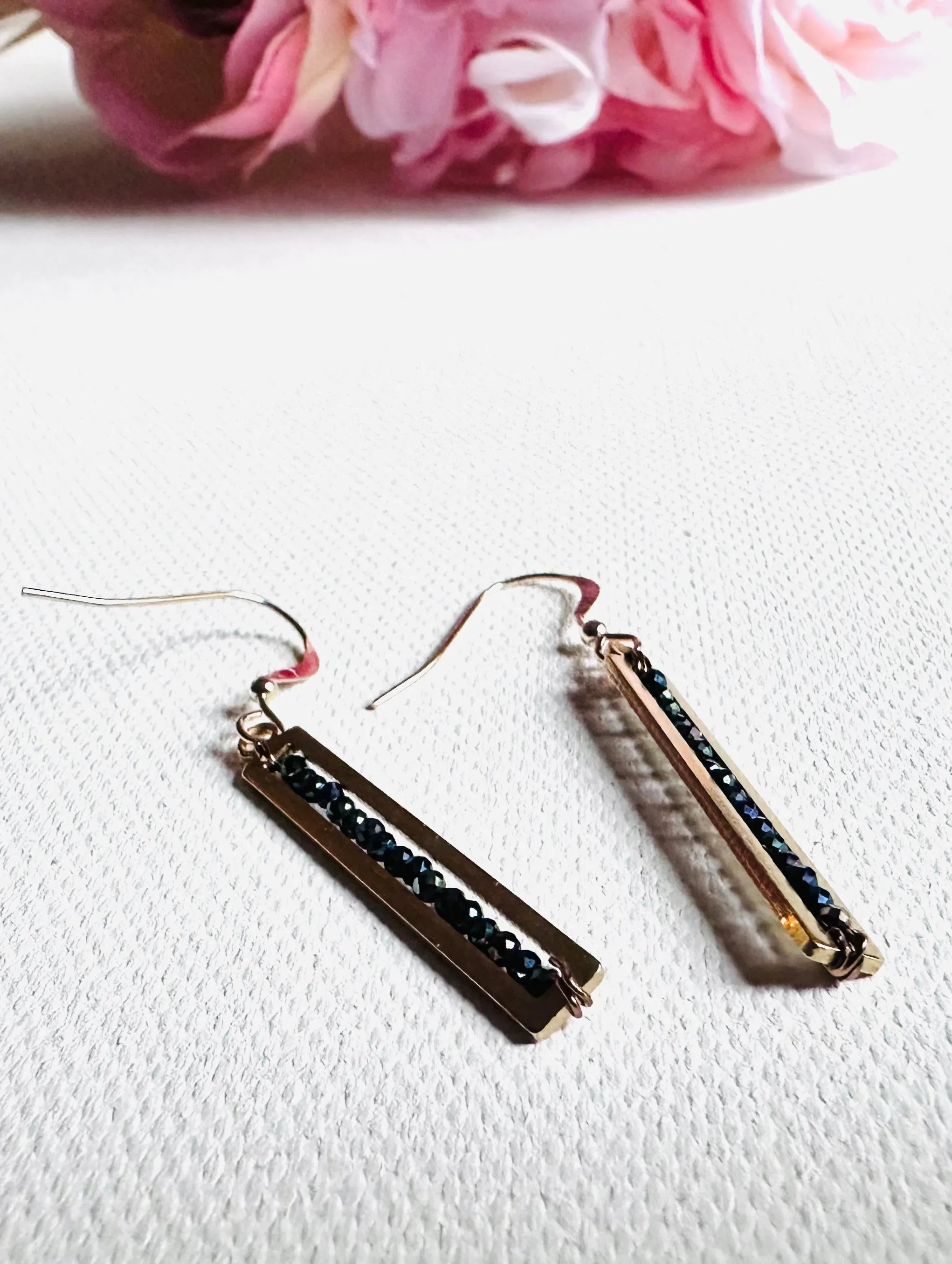 Gemstone Bar Earrings-Uni-T