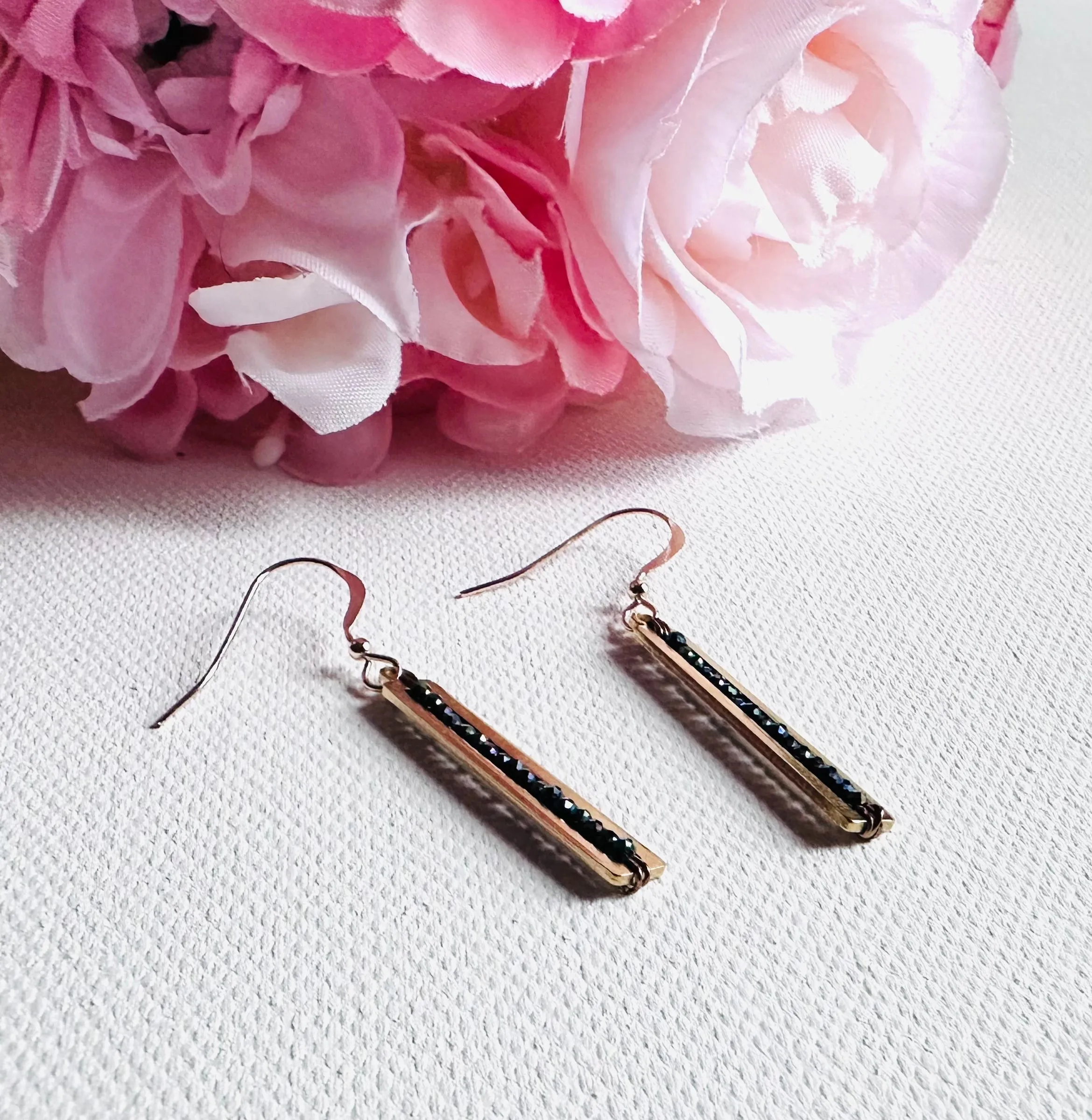 Gemstone Bar Earrings-Uni-T