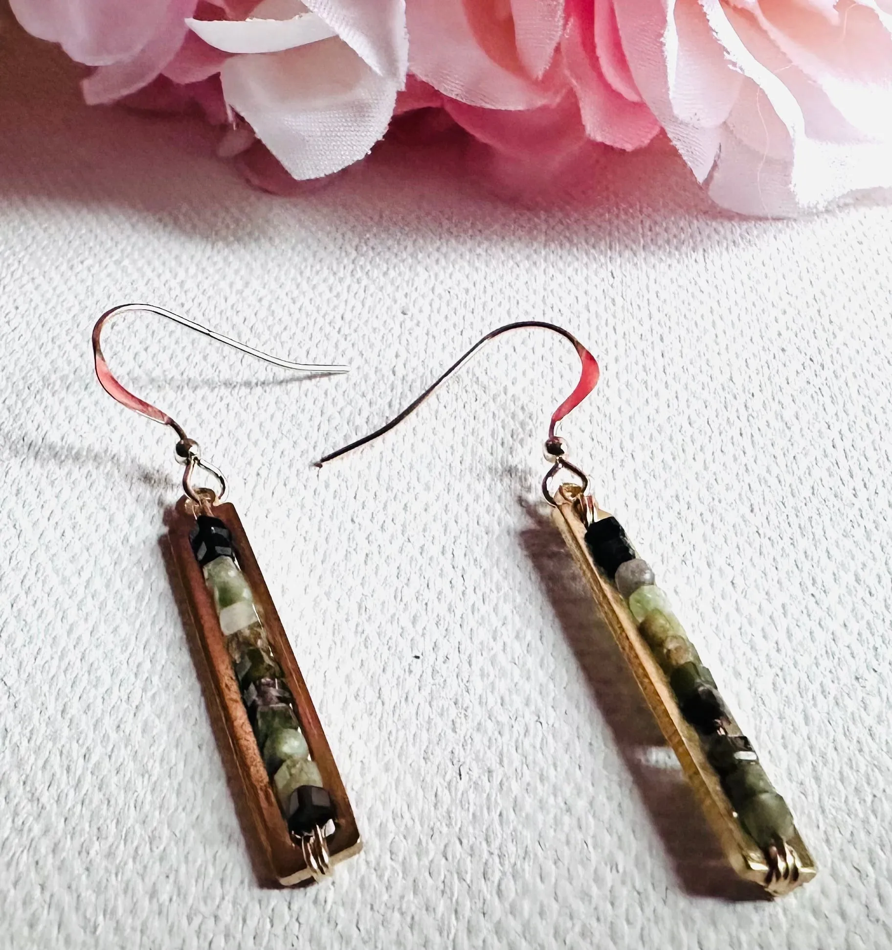 Gemstone Bar Earrings-Uni-T