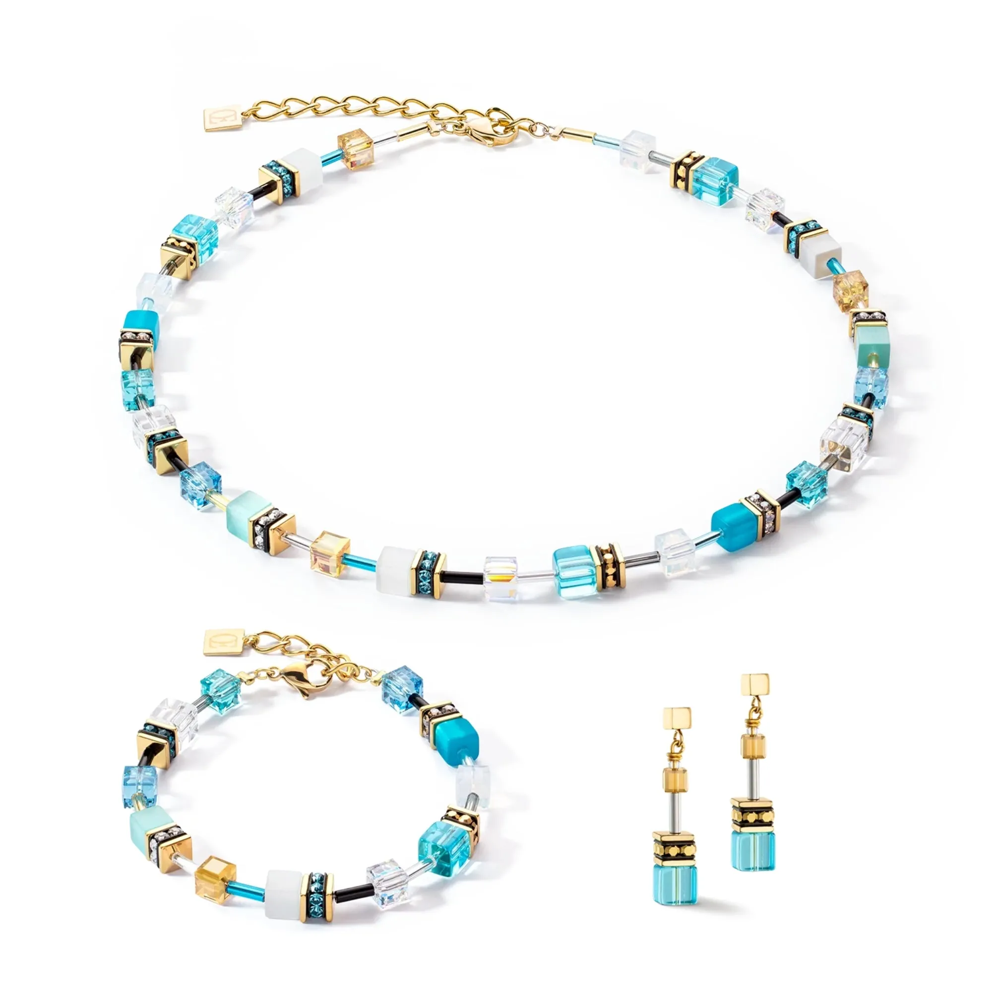 GeoCUBE Iconic Gold Turquoise Necklace