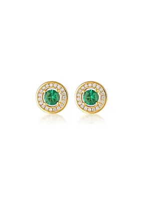 GEORGINI MILESTONE EMERALD NANO HALO GOLD STUD EARRINGS IE1164GR