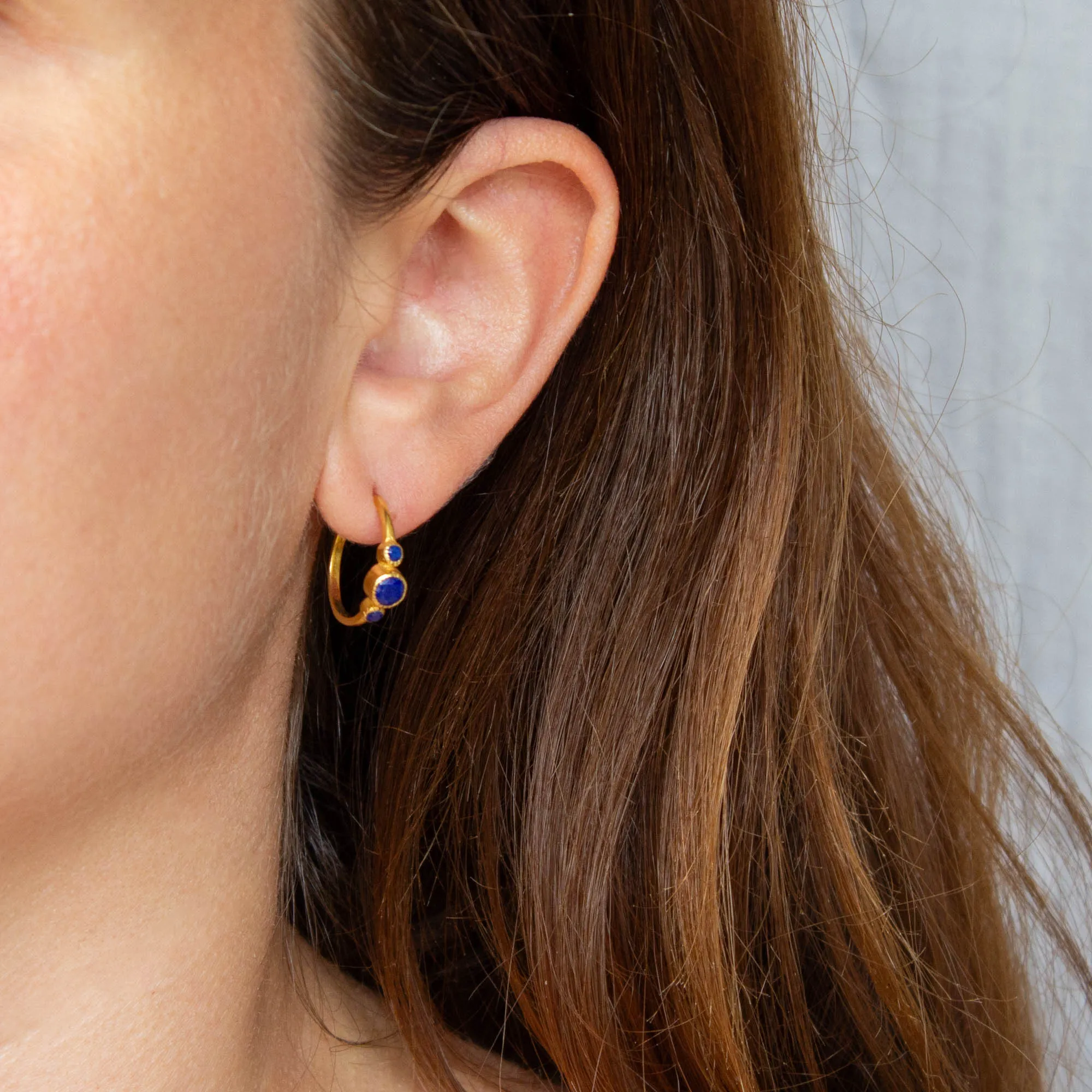 Gold and Gemstone Half Hoops