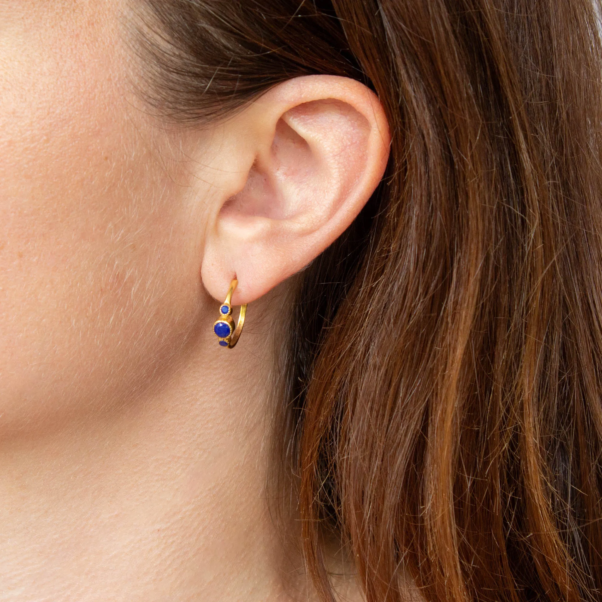 Gold and Gemstone Half Hoops