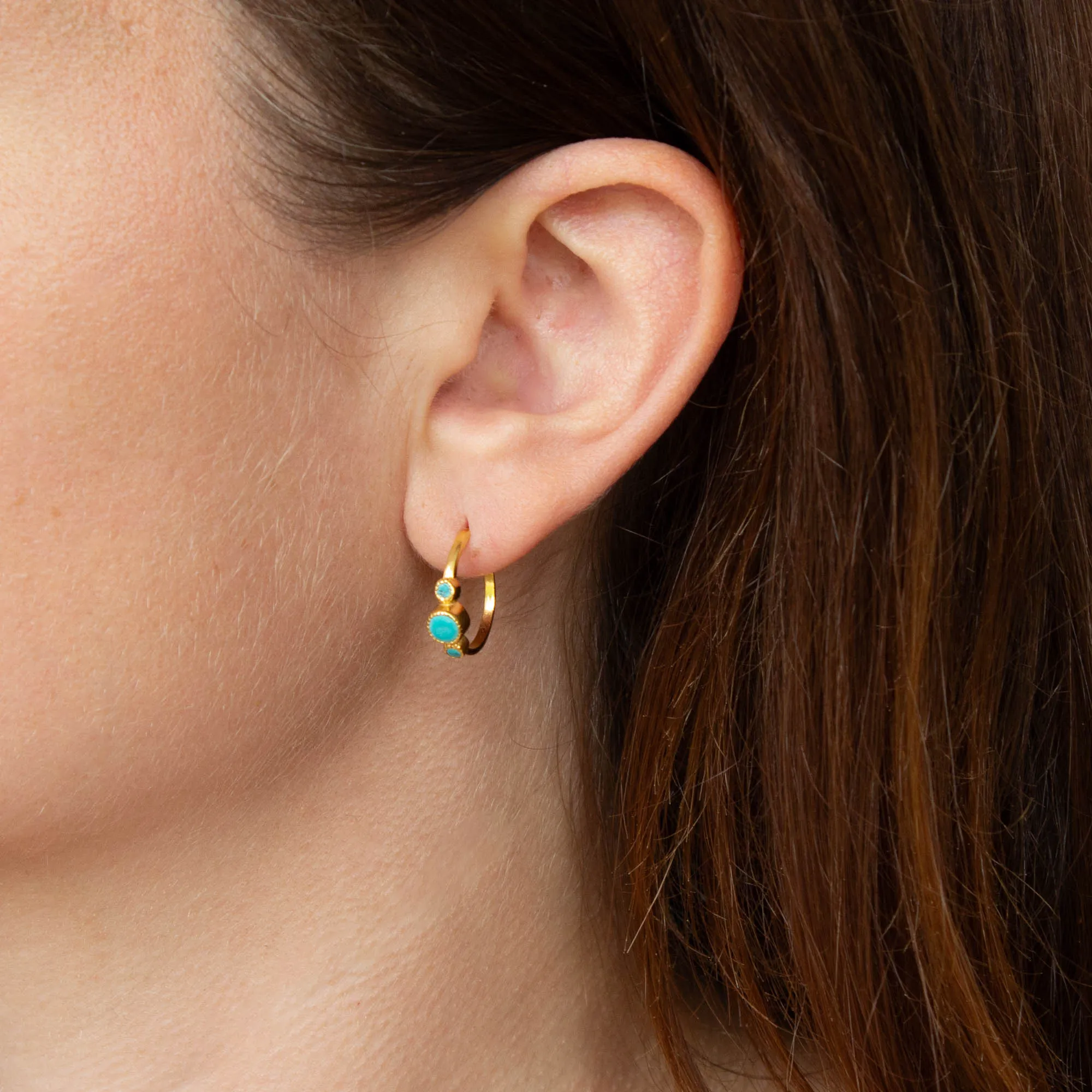 Gold and Gemstone Half Hoops