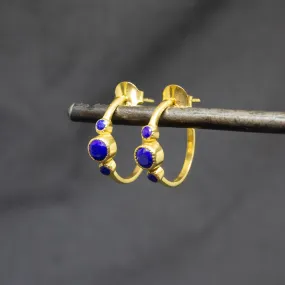Gold and Gemstone Half Hoops