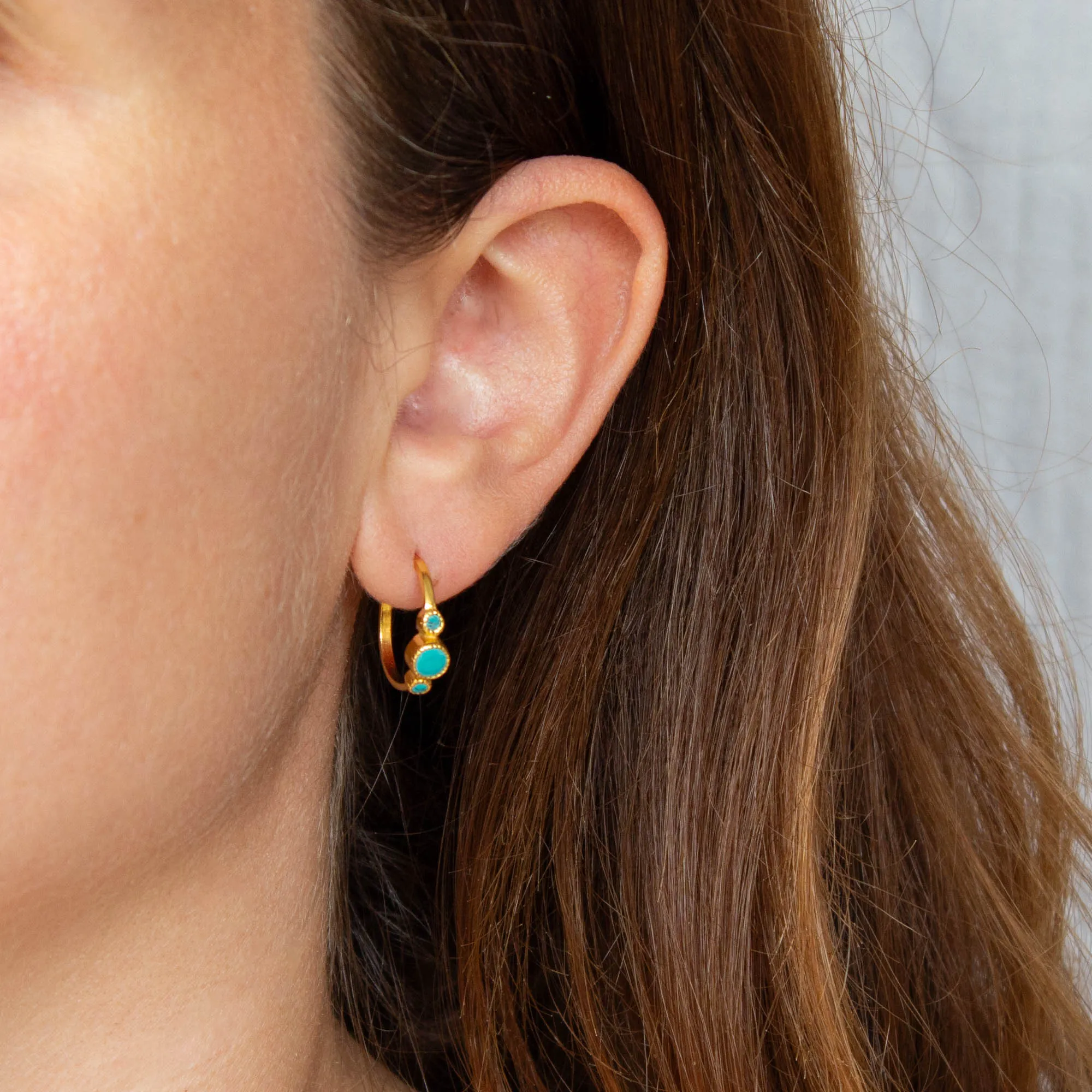 Gold and Gemstone Half Hoops