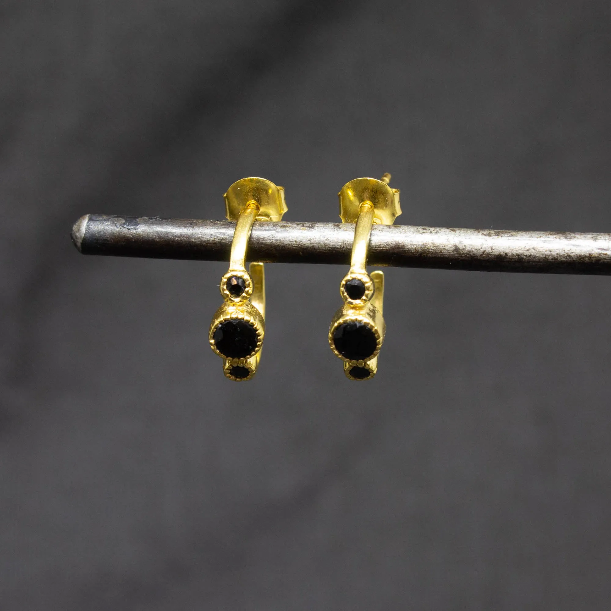 Gold and Gemstone Half Hoops