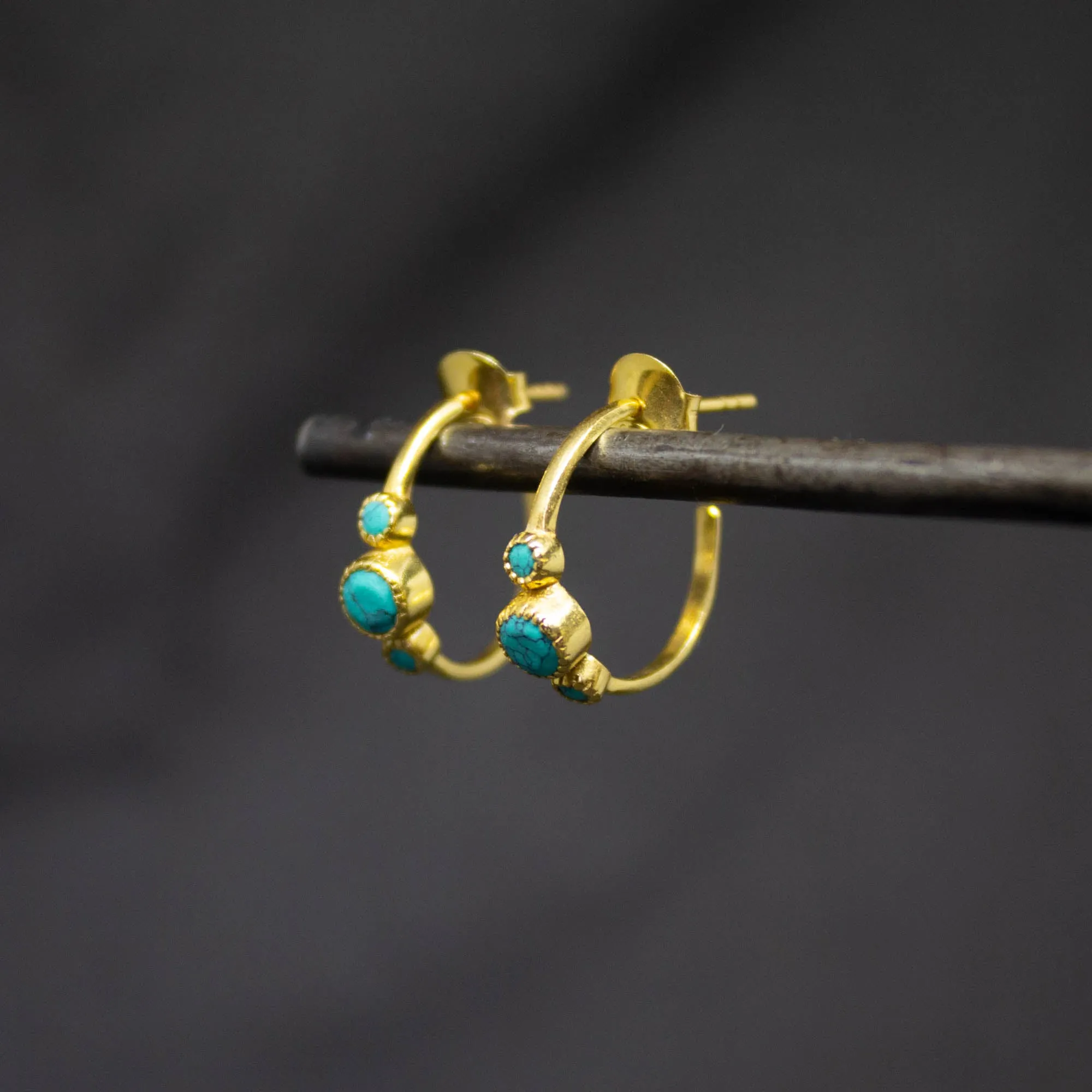 Gold and Gemstone Half Hoops
