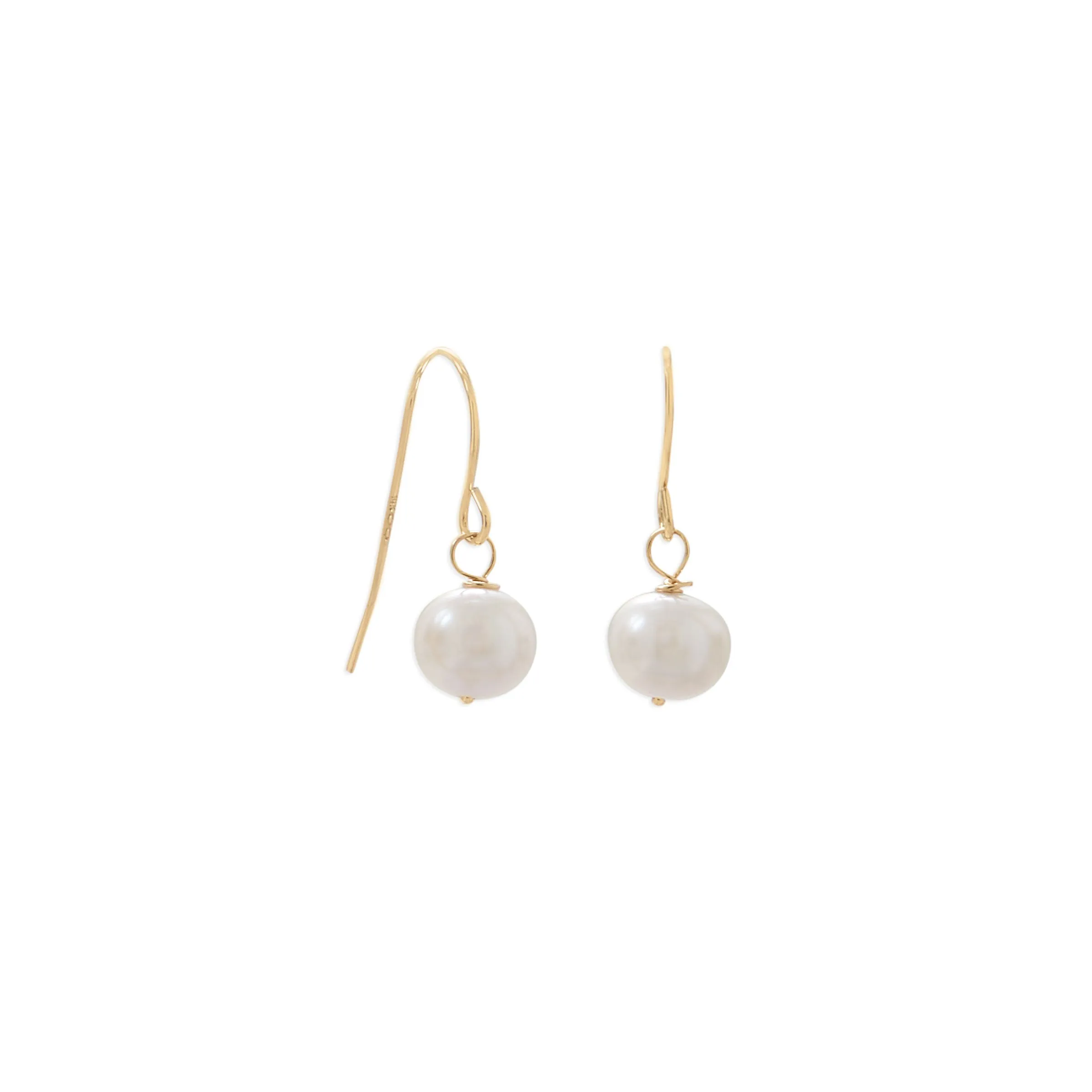 Gold Cultured Freshwater Pearl French Wire Earrings