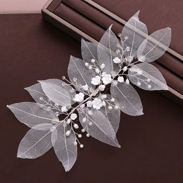 Gold Flower Pearl Headband Tiara Wedding Bridal Princess Headband Bridal Accessories