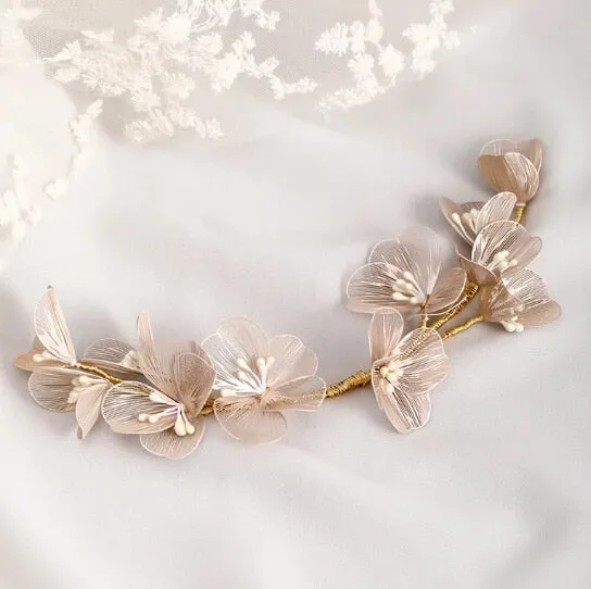Gold Flower Pearl Headband Tiara Wedding Bridal Princess Headband Bridal Accessories