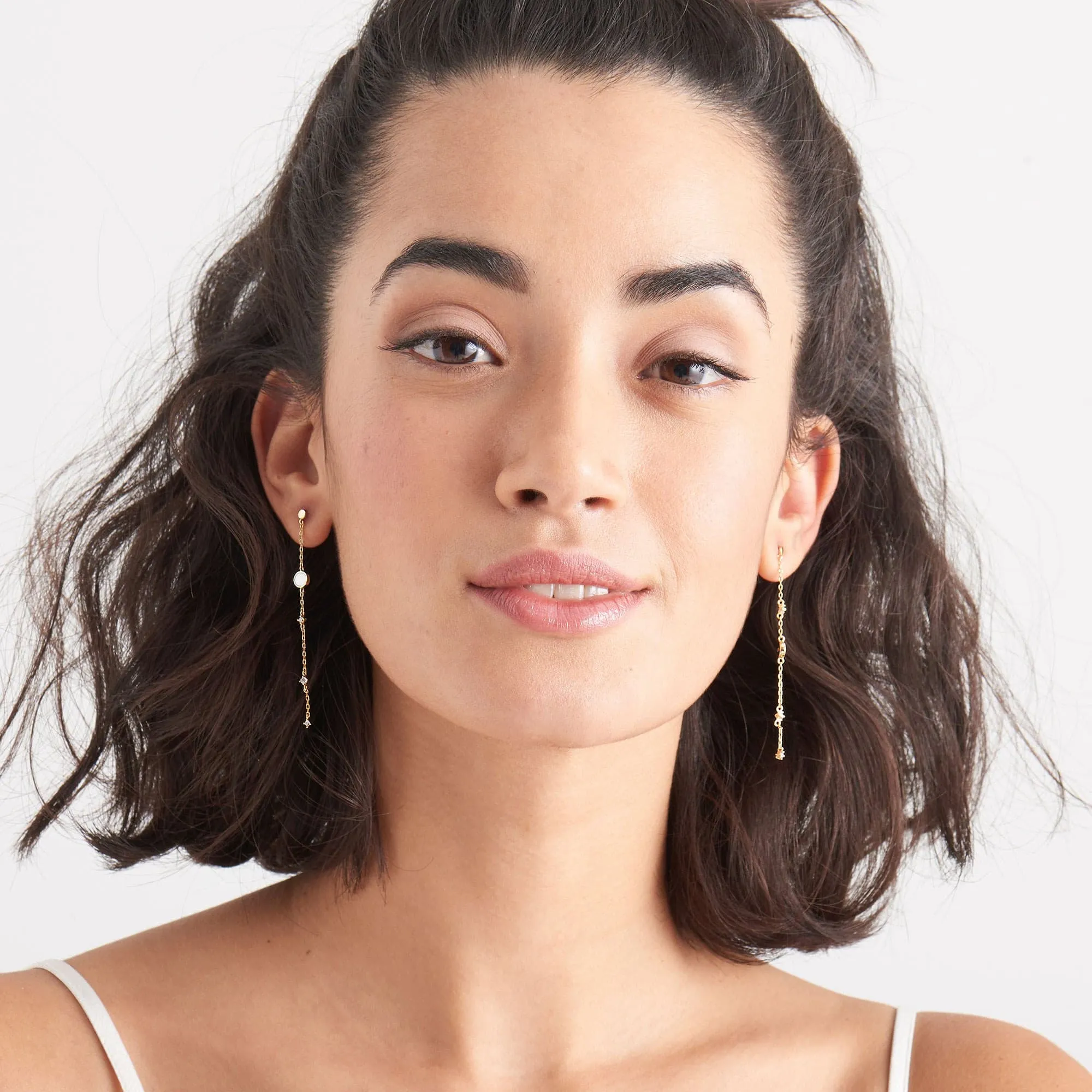 Gold Mother Of Pearl Drop Earrings
