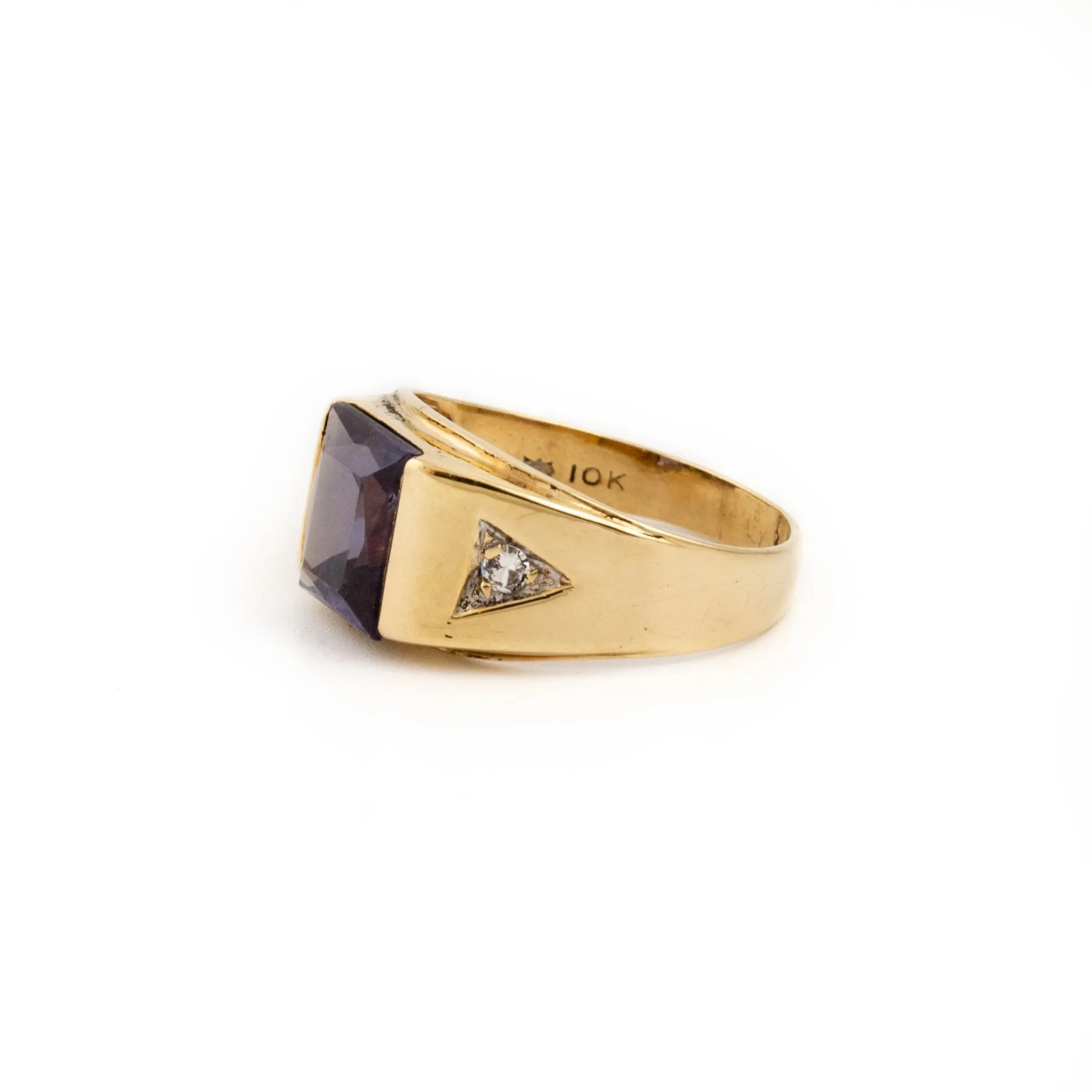 Gold Synthetic Amethyst Ring