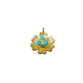 Gold Vermeil Flower Arizona Turquoise Charm Pendant
