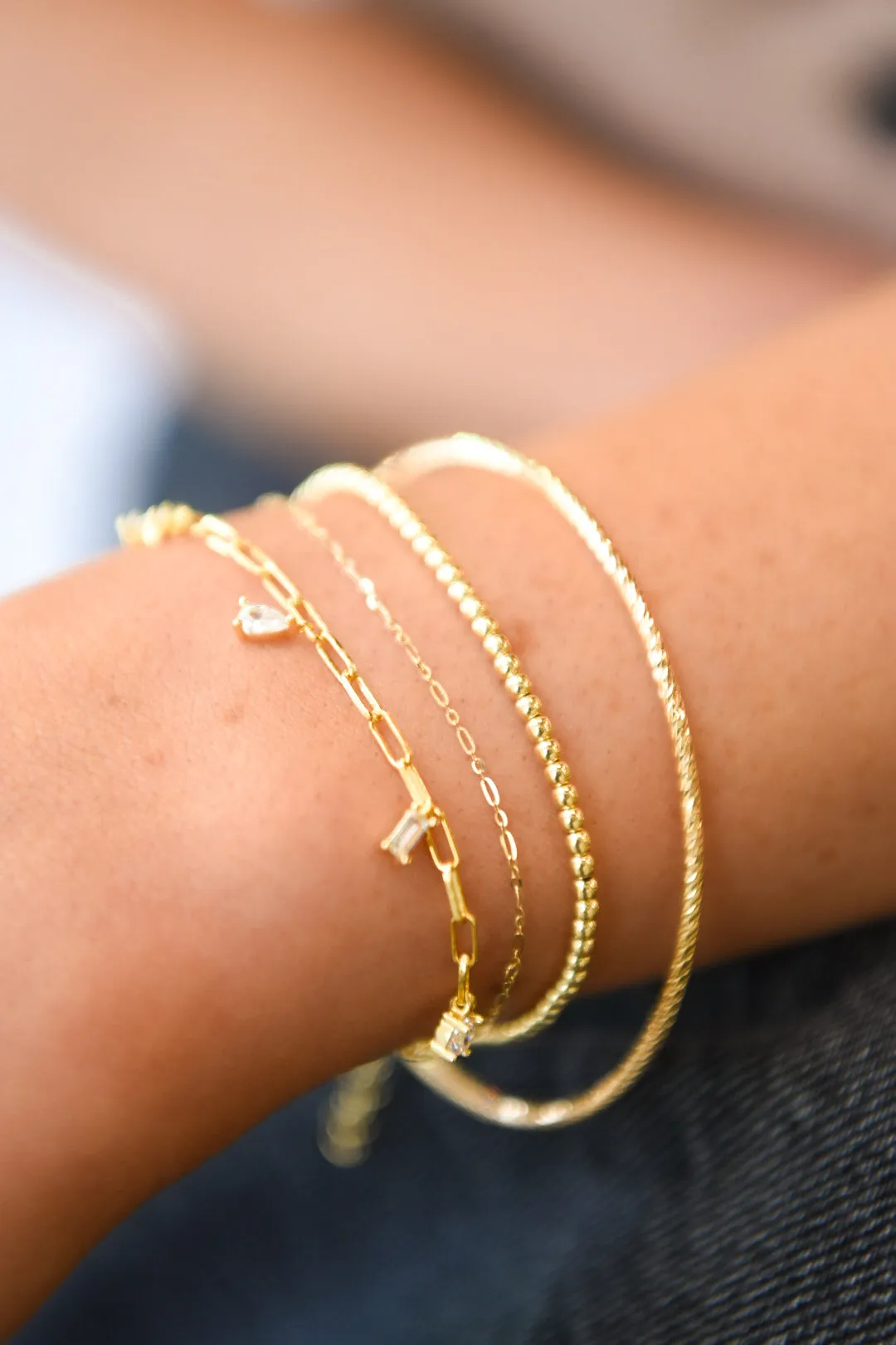 Golden Small Round Beaded Bracelet