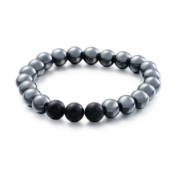 Gray Ironstone   Frosted Black Agate Bracelet 灰鐵石 磨砂黑瑪瑙 KJBR16126