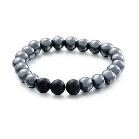 Gray Ironstone   Frosted Black Agate Bracelet 灰鐵石 磨砂黑瑪瑙 KJBR16126
