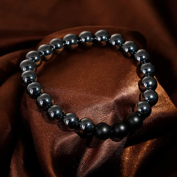Gray Ironstone   Frosted Black Agate Bracelet 灰鐵石 磨砂黑瑪瑙 KJBR16126