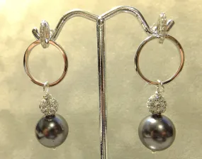 Grey Mother of Pearl Drop Sterling Silver Earring