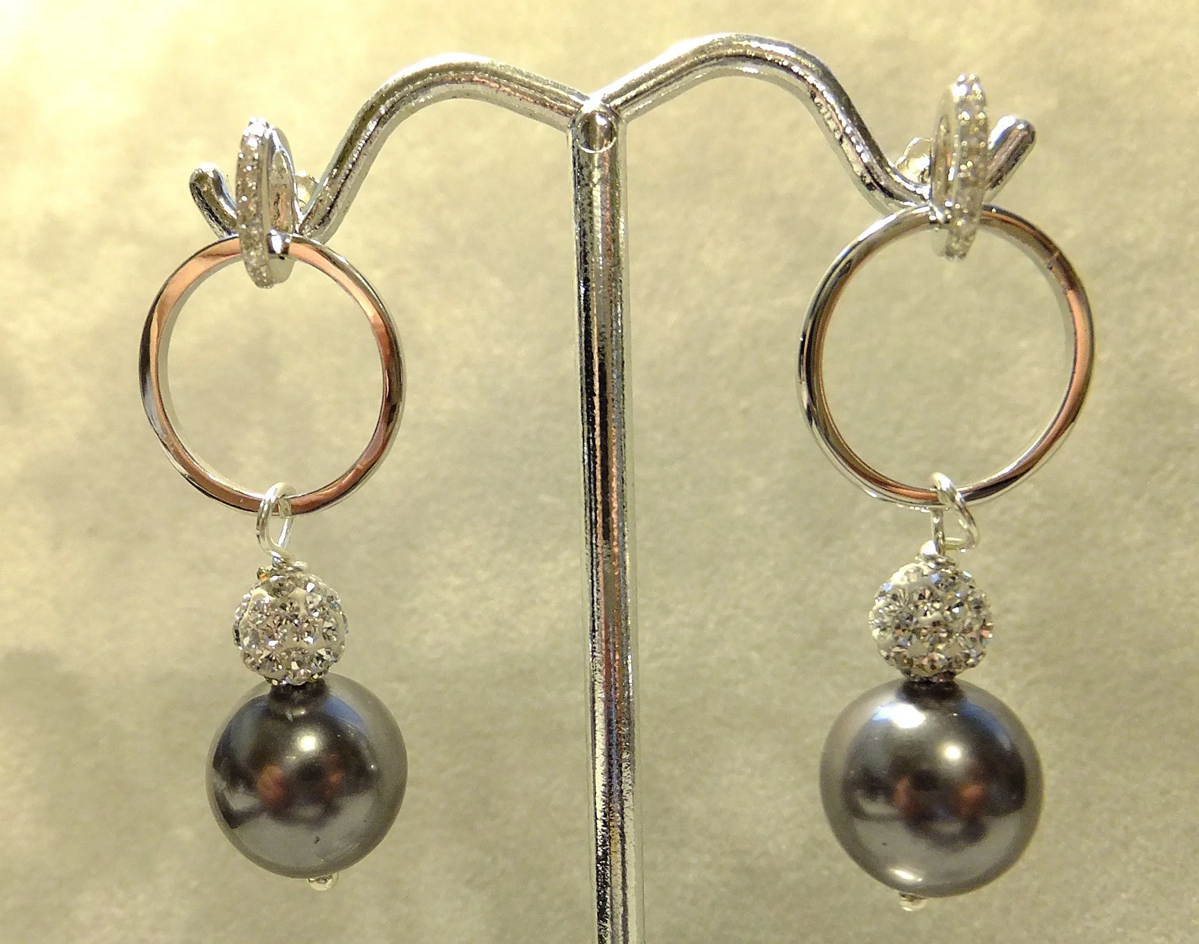 Grey Mother of Pearl Drop Sterling Silver Earring