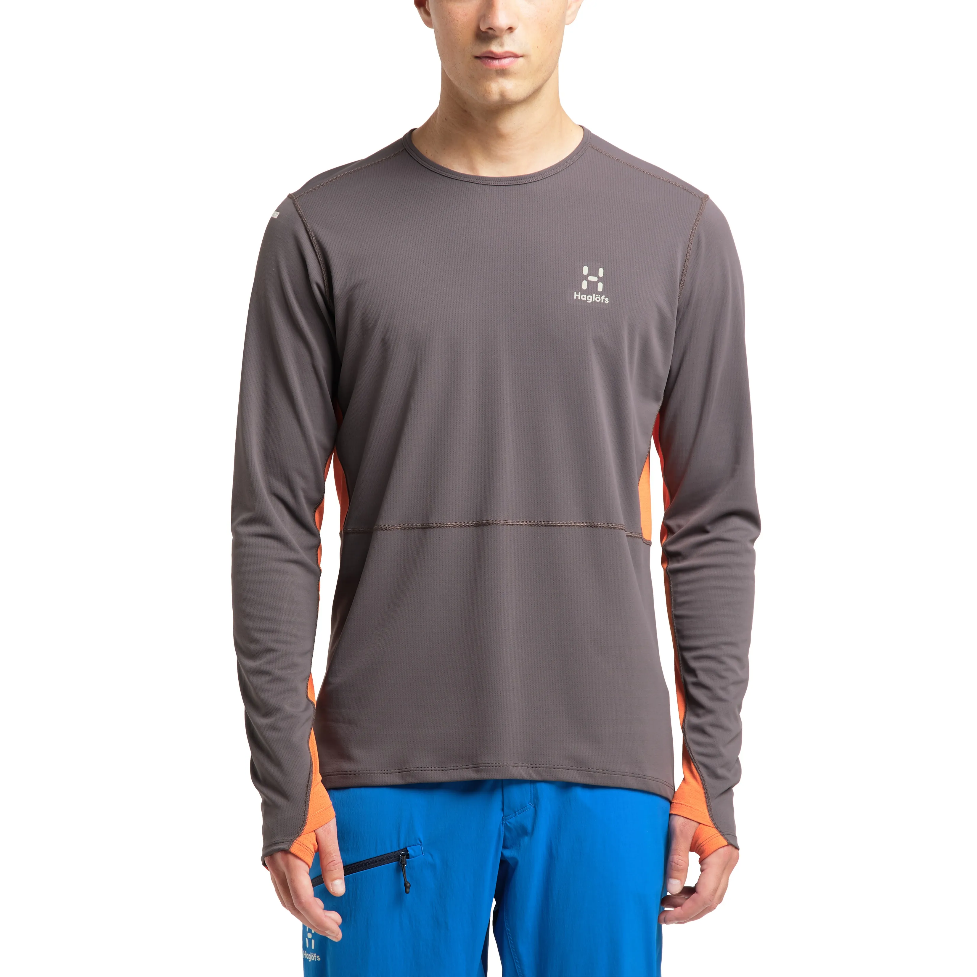 Haglöfs L.I.M Crown LS Tee Men Magnetite/Flame Orange | Buy Haglöfs L.I.M Crown LS Tee Men Magnetite/Flame Orange here | Outnorth