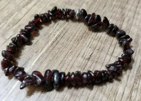 Hand Crafted, Natural Freeform Garnet Bead Stretch Bracelet. One size fits most